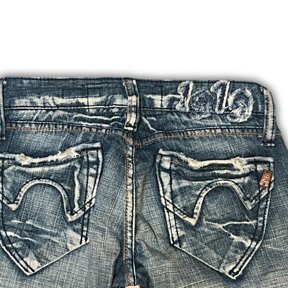 Crocker Straight Low-Rise Distressed Jeans Size 26 100% Cotton Womens Casual Den - Picture 5 of 6